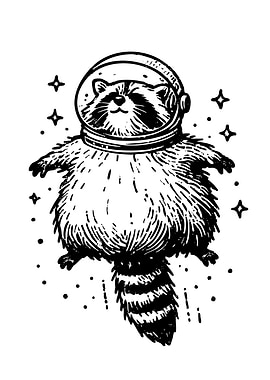 Raccoon Astronaut in Space