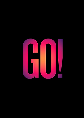 Go! Gradient Text on Black Background