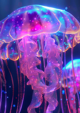 Jellyfish | Bioluminescent Dreamscape Metal Poster