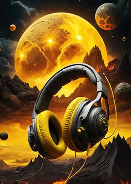 Headphones Space Planets