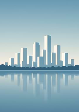 Cityscape Reflection on Water