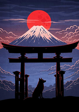 Japanese Landscape Wolf Torii
