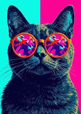 Fantasy of Stylish Cat Pop Art
