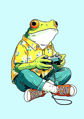 Frog Gamer Illustration