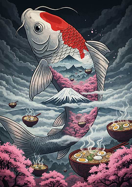 Koi Fish Ramen Cherry Blossoms