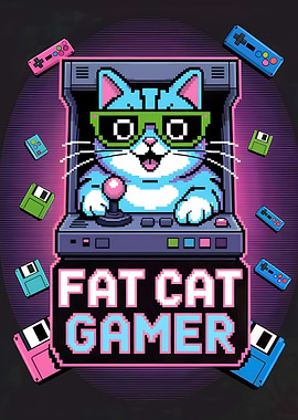 Fat Cat Gamer Pixel Art