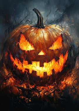 Glowing Halloween Pumpkin Painting