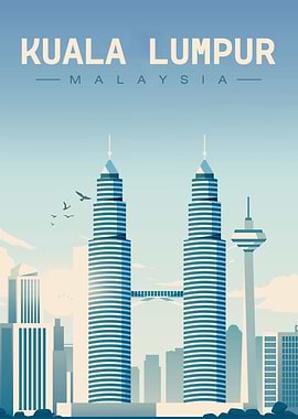 Kuala Lumpur, Malaysia Skyline Illustration