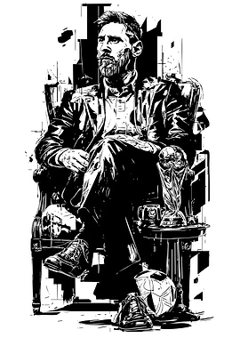 Lionel Messi Black and White Portrait