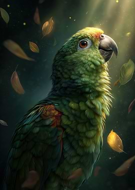 Green Parrot Portrait