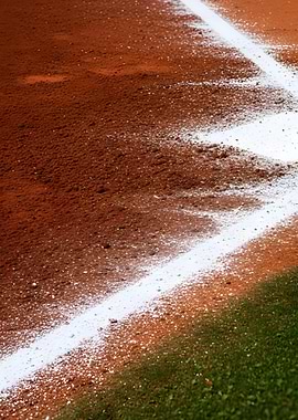 Baseball field detail with white lines
