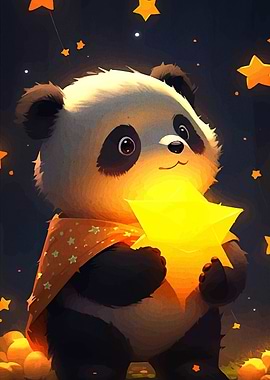 Panda Holding a Star