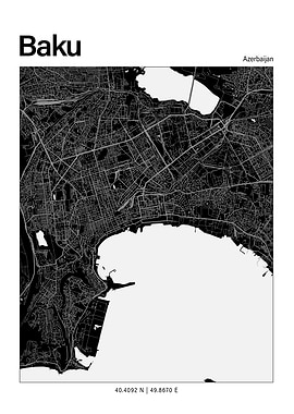Baku Black and White Map