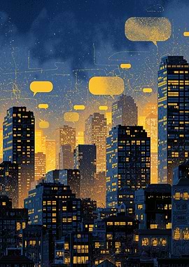 Cityscape with Speech Bubbles