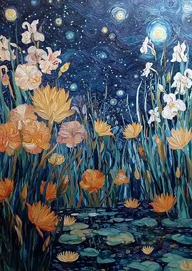 Floral Nightscape Painting