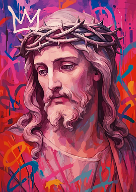 Jesus Christ Portrait with Graffiti Background