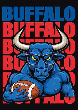 Buffalo Football Bull with Glasses