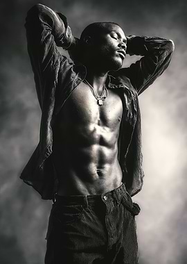 Monochrome Portrait of a Muscular Gay