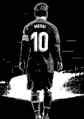 Lionel Messi Black and White Illustration