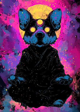 Meditating Dog with Third Eye