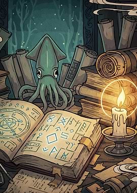 Squid and Ancient Tome