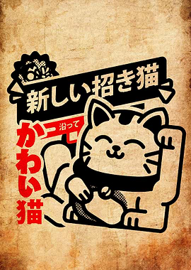 Maneki Neko Lucky Cat Illustration