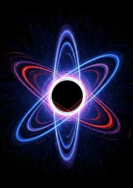 Abstract Atom with Glowing Orbits