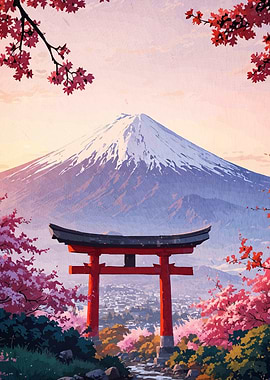 Mount Fuji Torii Gate Landscape
