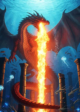 Underwater Dragon Breathing Fire