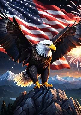 American Eagle Flag Fireworks