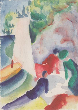 Abstract Watercolor Painting with Figures