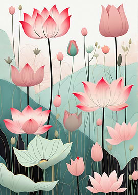 Elegant Lotus Flower Illustration