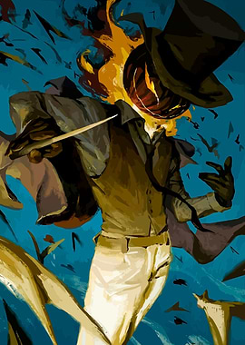 Pumpkin Headed Man with Top Hat