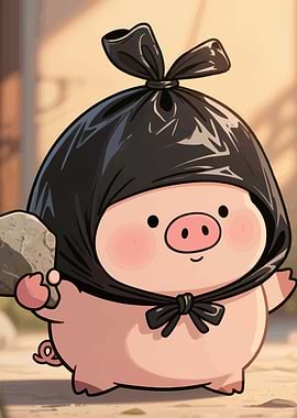 Cartoon Pig Trash Bag Hat