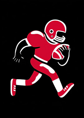 Red Football Player Running Illustration