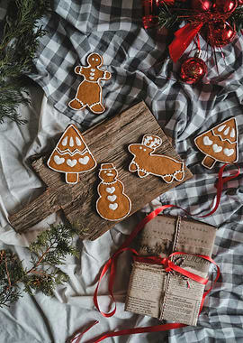 Festive Christmas Cookies and Wrapped Gifts