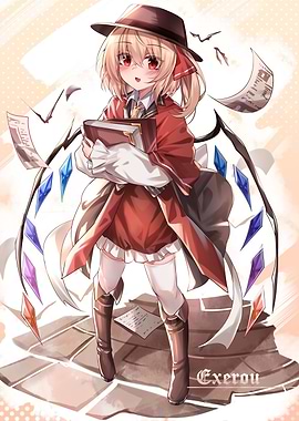 Anime Girl with Book and Hat