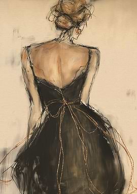 Woman in Black Dress Art