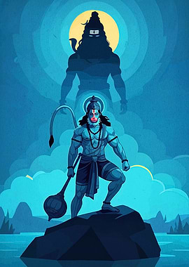 Hanuman and Shiva Illustration