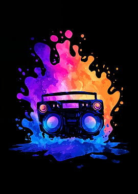 Boombox with Colorful Splatter