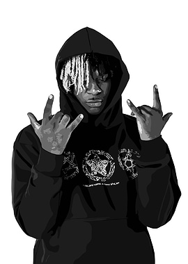 Monochrome Portrait with Hood and Hand Gestures