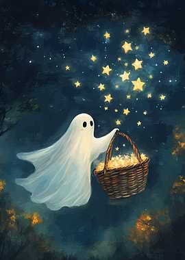 Cute Ghost Collecting Stars