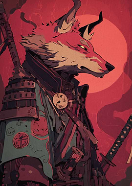 Fox Samurai Warrior Illustration
