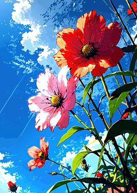 Floral Anime Style Sky View