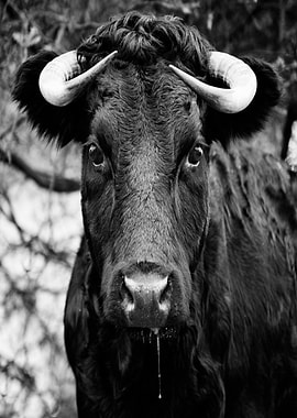 Black and White Bull Portrait