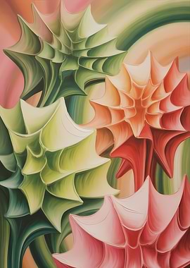 Abstract Floral Painting with Warm Tones