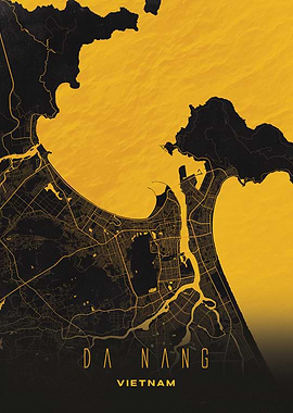Da Nang, Vietnam City Map Artwork - Modern Minimalist Street Map of Da Nang's Iconic Urban Landscape