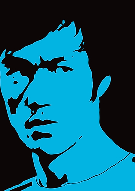 Blue and Black Portrait Illustration