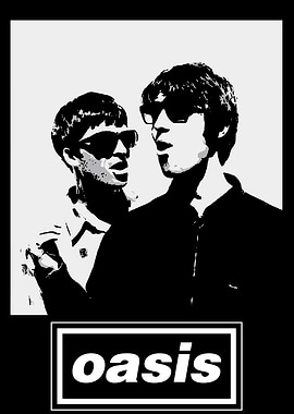 Oasis band black and white poster