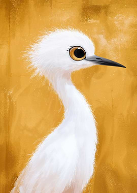 Elegant White Bird Portrait on Gold